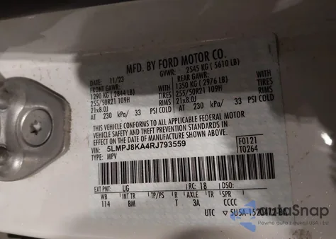 2024 Lincoln Nautilus Reserve z USA, uszkodzony, nr VIN 5LMPJ8KA4RJ793559